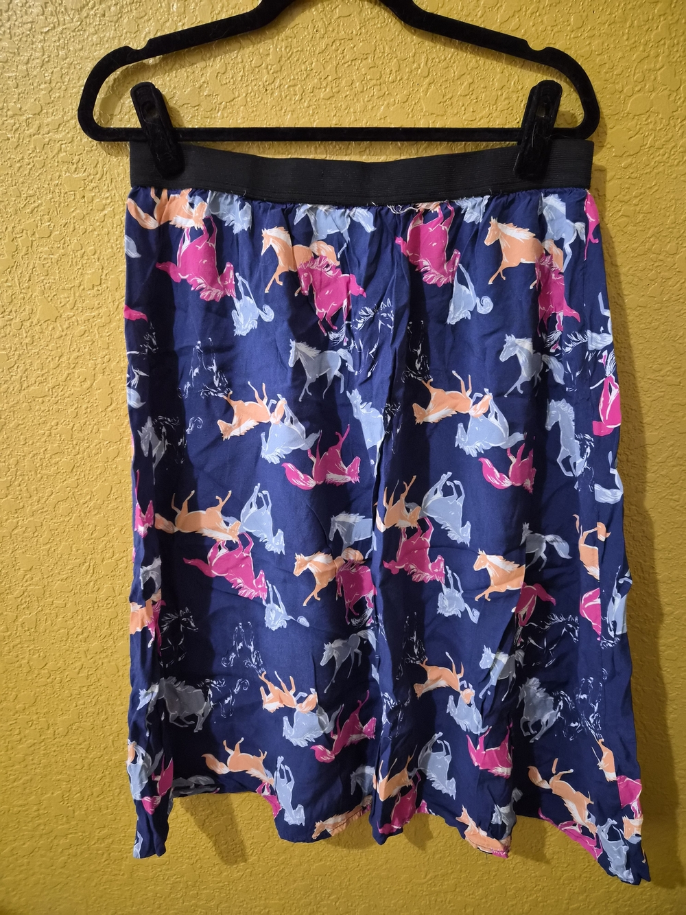 Modcloth Navy Midi Skirt with Colorful Horse Motif - Picture 2 of 3